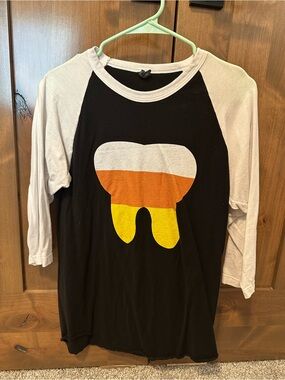 Dental Hygiene Nation Candycorn Tooth 3/4 Sleeve Shirt